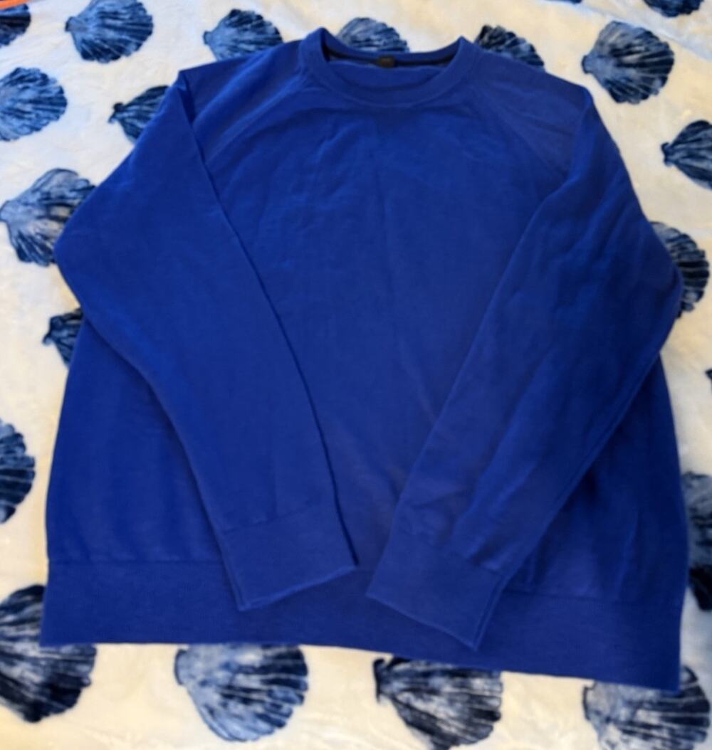 Banana Republic Blue Slub 100% Cotton Sweater Mens XL Crew Neck Longsleeve Soft